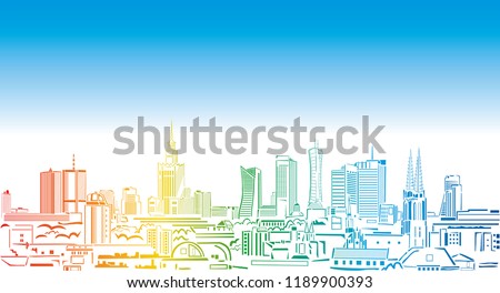View of Warsaw, panorama of Warsaw city in Poland