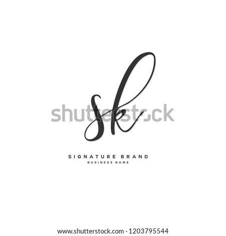 S K SK Initial letter handwriting and  signature logo concept design