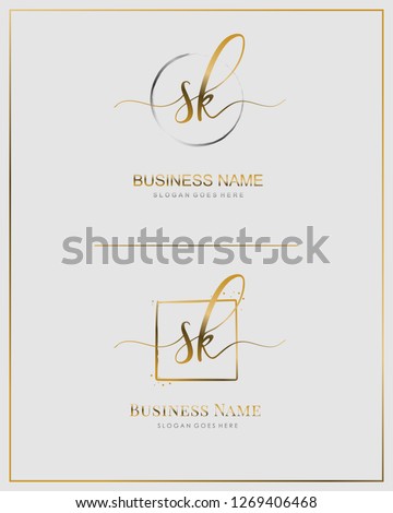 Initial S K SK handwriting logo vector. Letter handwritten logo template.