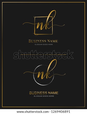 Initial N K NK handwriting logo vector. Letter handwritten logo template.