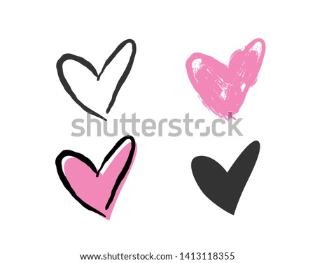 Set of heart love symbol design concept element vector. Valentine hearth design illustrator element for valentine day, gift, wedding, icon.