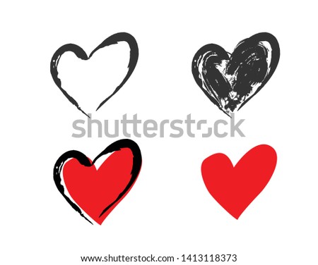 Set of heart love symbol design concept element vector. Valentine hearth design illustrator element for valentine day, gift, wedding, icon.