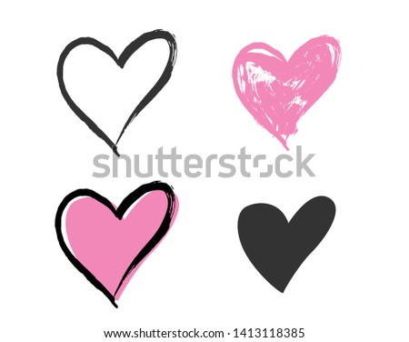 Set of heart love symbol design concept element vector. Valentine hearth design illustrator element for valentine day, gift, wedding, icon.