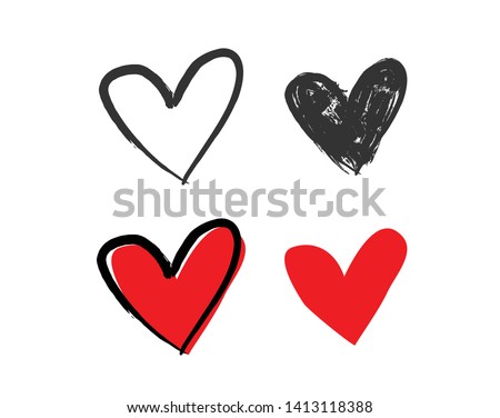 Set of heart love symbol design concept element vector. Valentine hearth design illustrator element for valentine day, gift, wedding, icon.