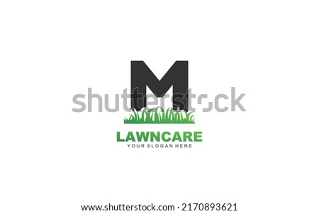 M lawn care logo design inspiration. Vector letter template design for brand. Stok fotoğraf © 