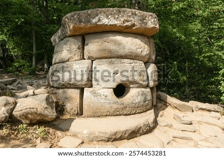 Similar – Image, Stock Photo Carefully stacked old building blocks in the shade of old trees in front of a wooden hut on a farm in Rudersau near Rottenbuch in the district of Weilheim-Schongau in Upper Bavaria, photographed in neo-realistic black and white