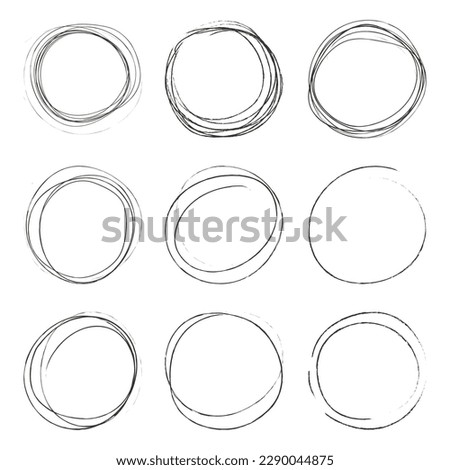 Vector set of hand drawn circles. Thin line circles. Simple and stylish elements for design, social media and logos.