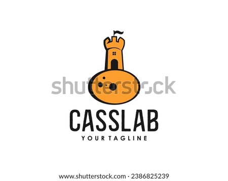 Laboratory bottle and castle become logo for medical, pharmacy biology