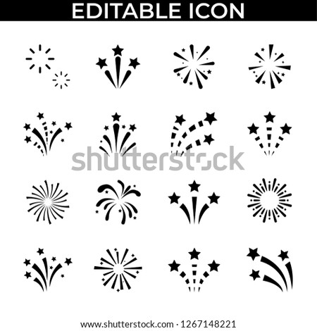 Simple Set of Fireworks Happy New Year Vector Line an Fill Icons