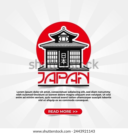 Japan Style dojo house logo design vector illustration