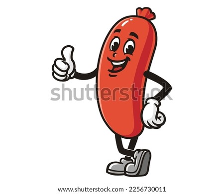 vector mascot illustration of Sausage with thumbs up