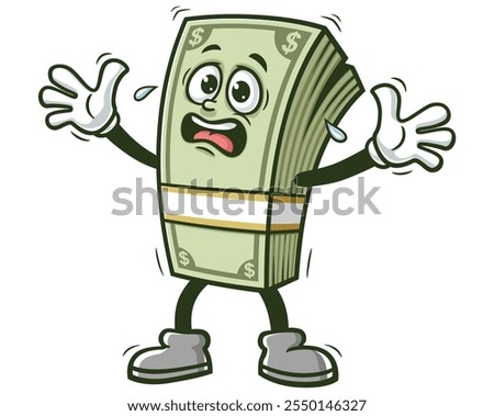 Panic Money Cash Cartoon Mascot Illustration Character Vector Clip-art Hand-drawn Logo Design