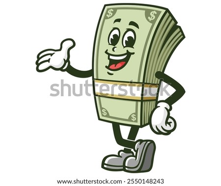 Money Cash Cartoon Mascot Illustration Character Vector Clip-art Hand-drawn Logo Design