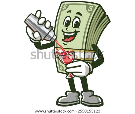 Money Cash making Cocktail,  Cartoon Mascot Illustration Character Vector Clip-art Hand-drawn Logo Design