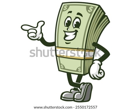 smiling Money Cash Cartoon Mascot Illustration Character Vector Clip-art Hand-drawn Logo Design