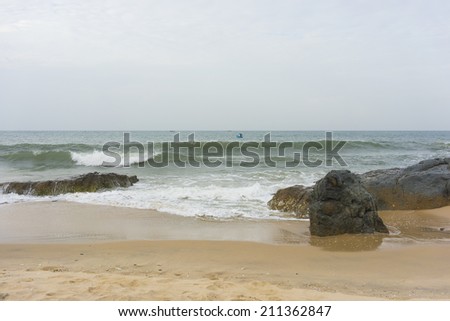 Mui Ne beach, Vietnam, a beautiful beach with long coastline, silver sand and huge waves
