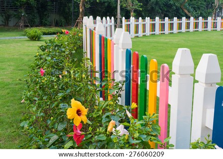 Colorful fence at children playground