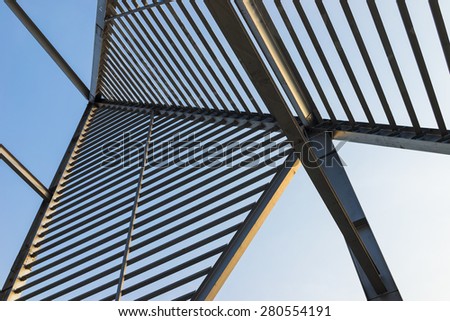 Roof made of steel with column, lights and shadows