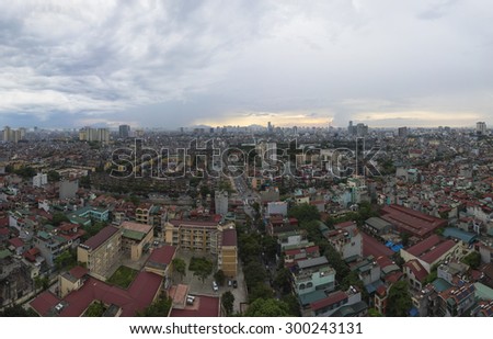 Aerial view of Hanoi cityscape from Lac Trung street to Thanh Nhan street, Hai Ba Trung district, south east of Hanoi