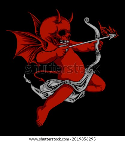 a devil cupid holding bow and arrow