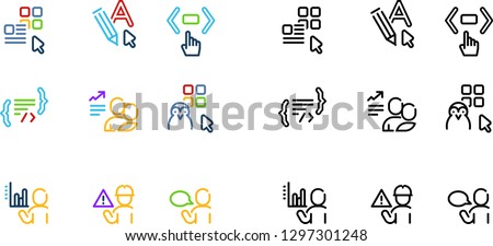 Set of vector icons. Differents course or concept icons: apps, development, code, html, security, language, linux, internet, economics.