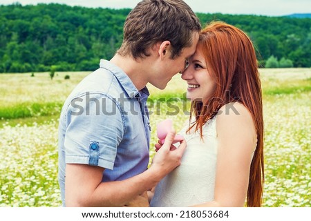 Marriage proposal. Portrait of young beautiful couple