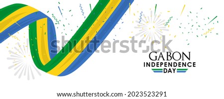 vector illustration of 17th August Gabon Happy Independence Day. Web header or banner design with stylish text 17th August and Abstract ornament Background.