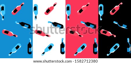 Four variants of seamless patterns with wine bottles for your wallpaper, fabric, wrapping paper, packaging. Vector illustration