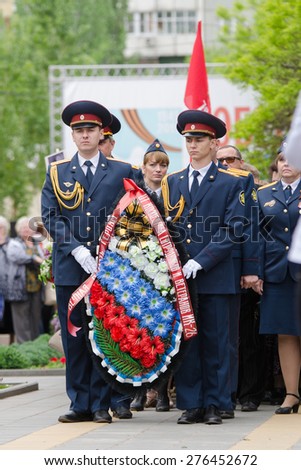 Volgograd, Russia - may 07, 2015: Collective correcting colony 29 at a gala event in honor 70th anniversary of victory