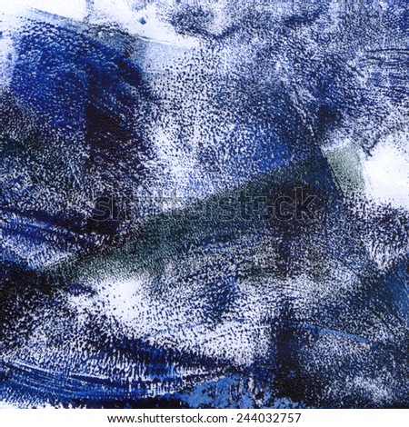 Abstract dark blue background with sponge and brush stamps. Oil paint texture