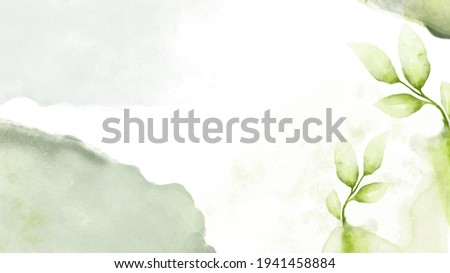 abstract watercolor stains background vector with leave green natural ink textured