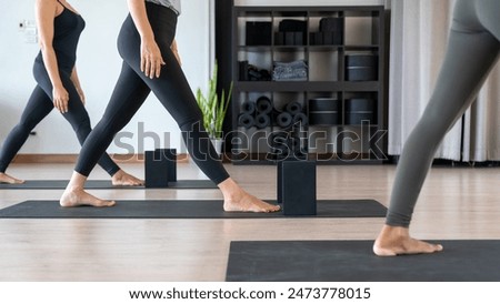 Similar – Image, Stock Photo Man training yoga on beach