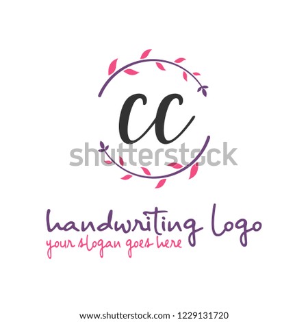 C C Initial handwriting logo vector