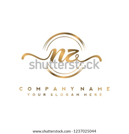 N Z Initial handwriting logo vector Stock fotó © 