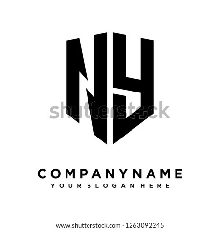 Abstract letter N Y shield logo design template Stok fotoğraf © 