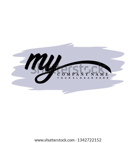 MY initial signature logo. handwriting logo template vector,