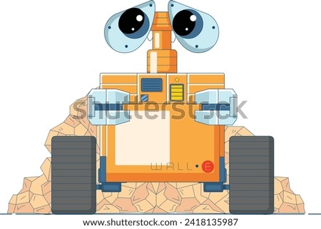 Cartoon Wall-E Vector, Cute Wall-E Character Vector Illustration