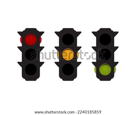Traffic light technology concept with red, yellow, green light - stop, wait, go.