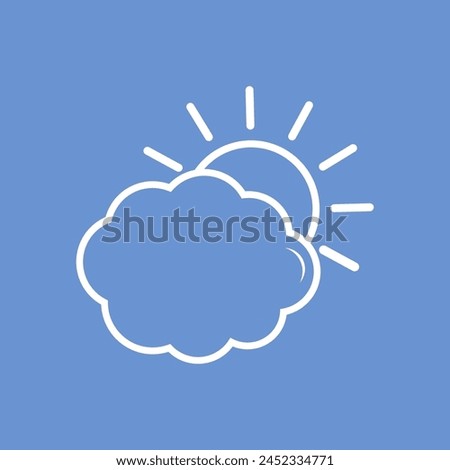 Vector weather sign, clouds covering the sun, meteorology symbols.