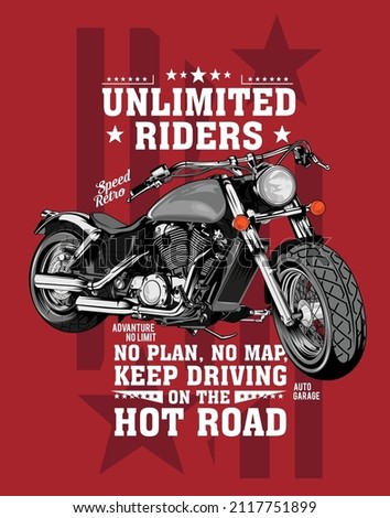 unlimited rider hot road, motorbike illustration