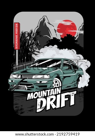 drift mountain championship, t-shirt design illustration