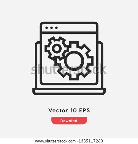 Website settings icon vector. Website settings symbol. Linear style sign for mobile concept and web design. Website settings symbol illustration. Pixel vector graphics - Vector.