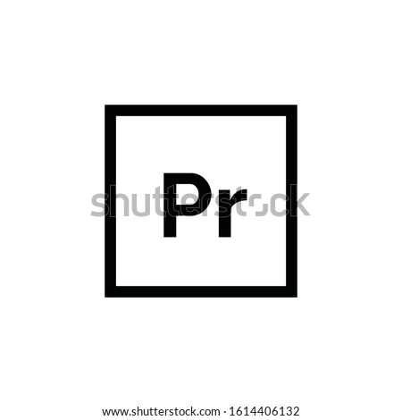 Adobe Premiere Pro icon vector. Linear style sign for mobile concept and web design. Pr symbol illustration. Pixel vector graphics - Vector.