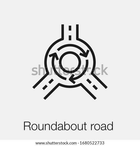 roundabout road icon vector. Linear style sign for mobile concept and web design. roundabout symbol illustration. Pixel vector graphics - Vector.