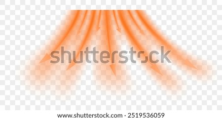 Hot air flow from air conditioner. Propagation of heat waves with direction. Realistic 3d vector illustration isolated on transparent background.