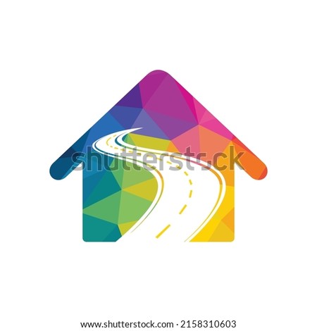 Creative road journey logo design. Road and home logo vector design template.