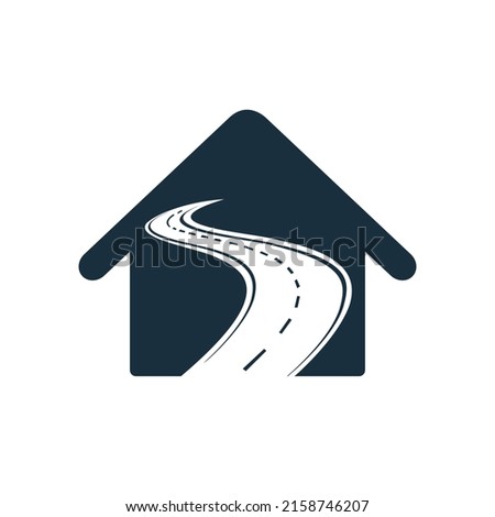 Creative road journey logo design. Road and home logo vector design template.