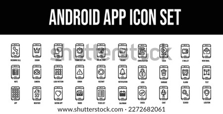 anddroid app stroke outline icons set vector design
