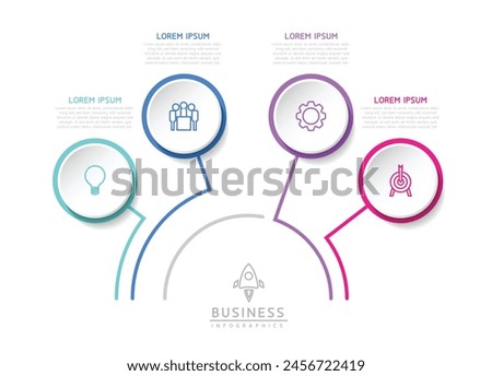 Vector infographic business presentation template with circular interconnection with 4 options.