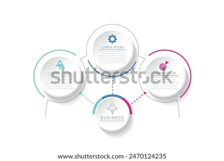 Vector infographic business presentation template with circular interconnection with 3 options.